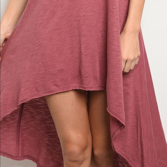 💜COMFY BERRY COLOR HIGH LOW JERSEY TANK DRESS - Picture 2 of 8